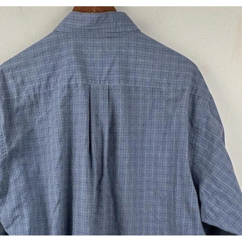 Brooks Brothers Men’s Large Shirt NASA Blue Check Dress Shirt Cotton Long Sleeve